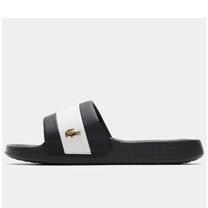 LACOSTE Serve Hybrid Slides Black/White/Gold Logo (Size 10)(NEW) $90 MSRP